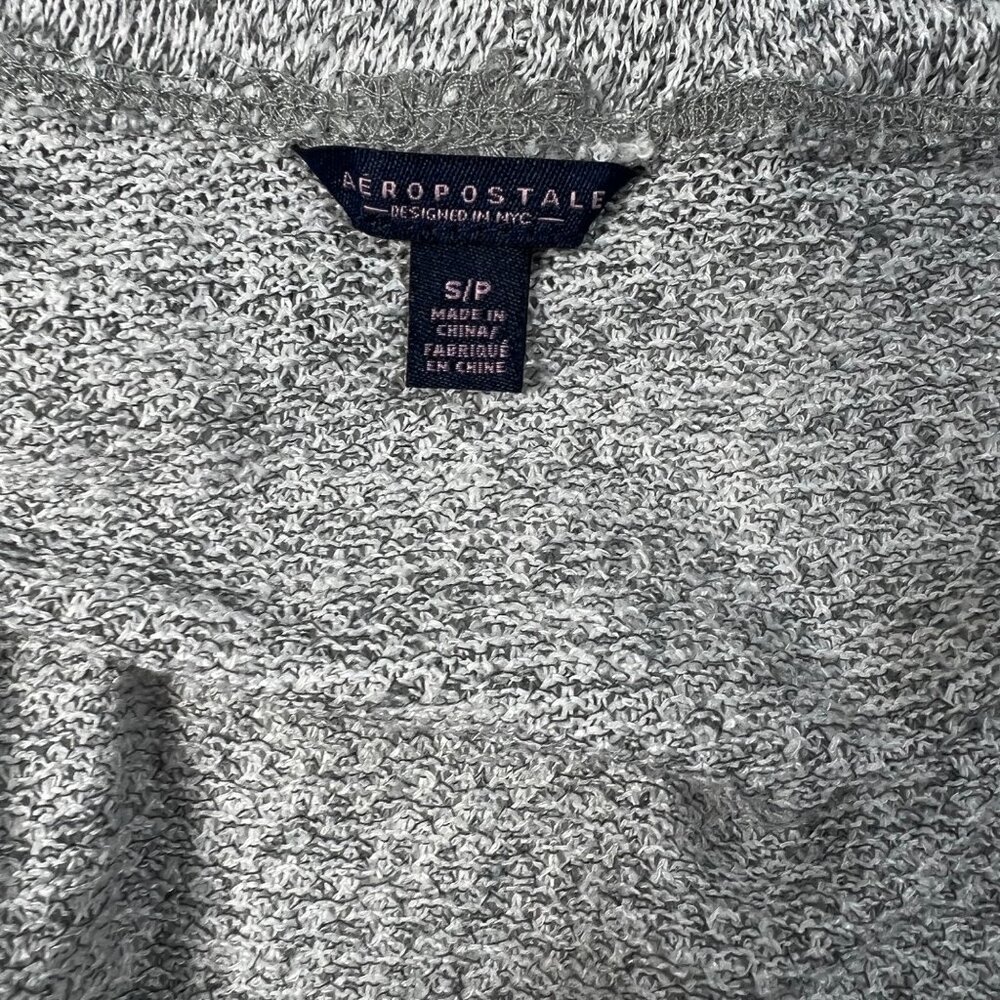 Aeropostale Cardigan PS Grey Round Hem Womens Open Front Sweater Sz Petite Small - Picture 8 of 10